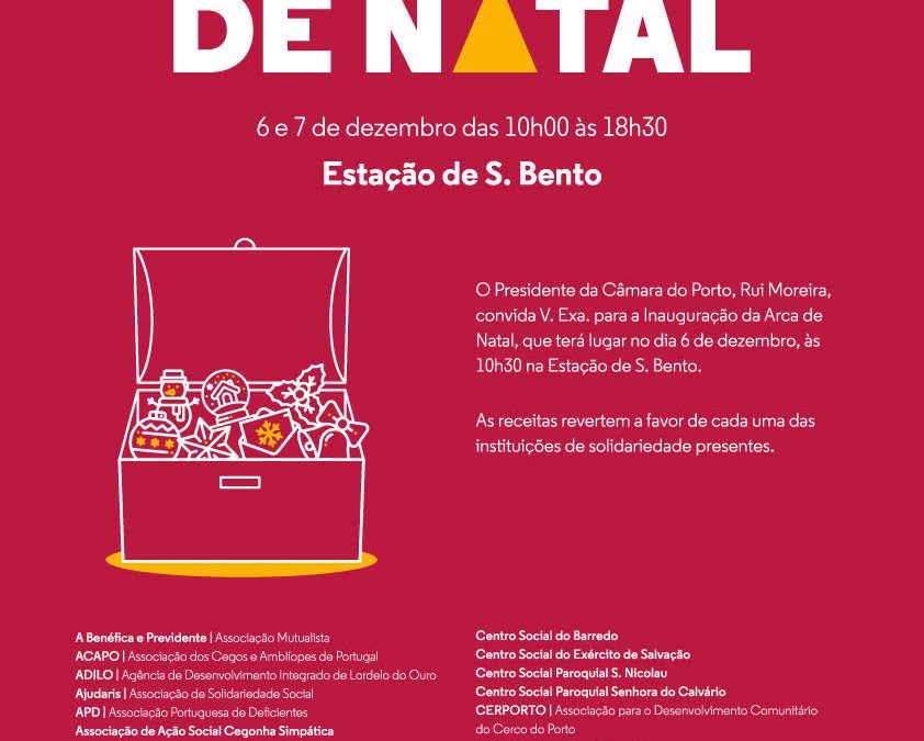 Convite para a Inauguração da Arca de Natal – dia 6 de dezembro – na Estação de S. Bento